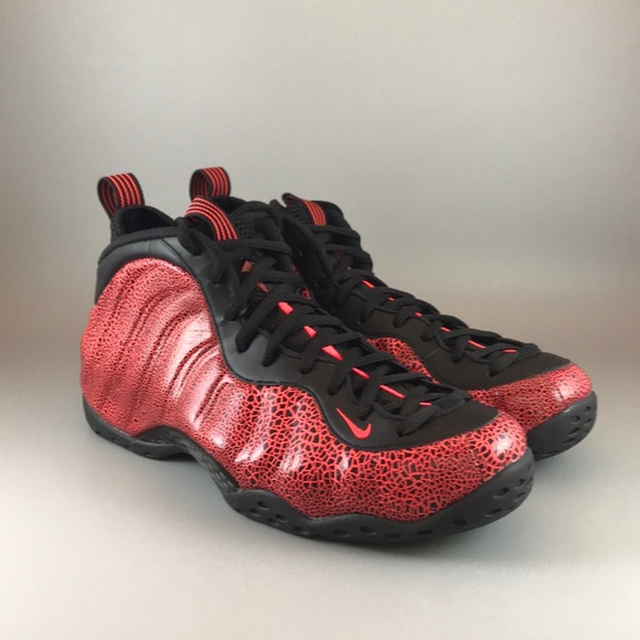NIKE Air Foamposite One PRM Fighter Jet Black Hyper Red ...